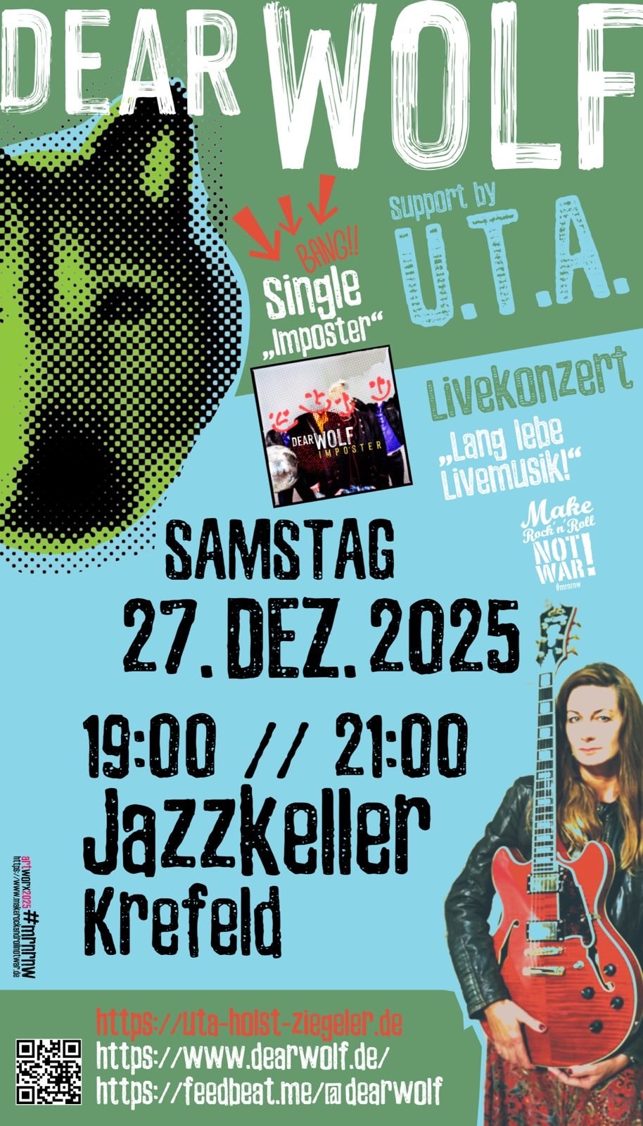 Dear Wolf Plakat für das Konzert am 27.12. im Jazzkeller Krefeld
