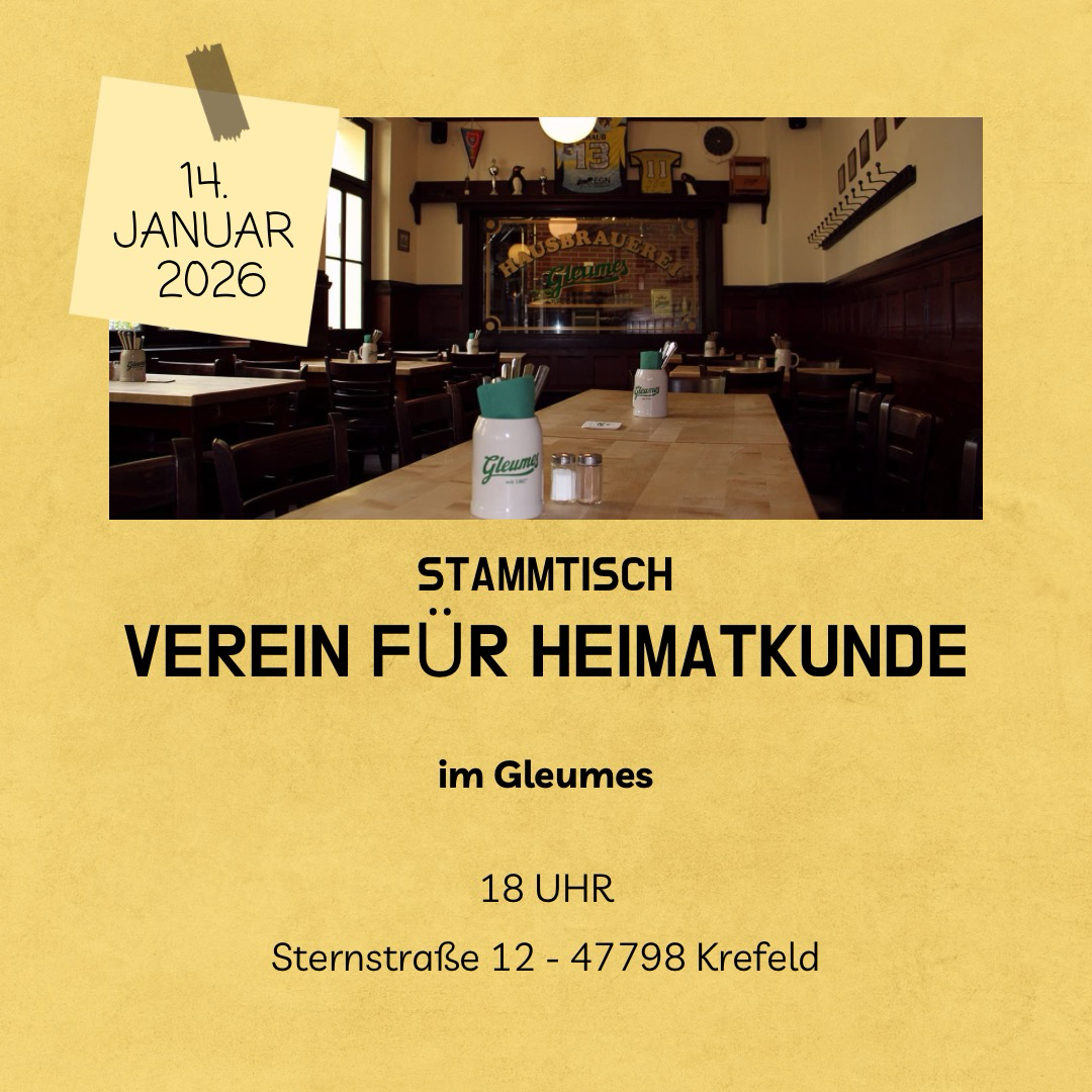Stammtisch vom Verein für Heimatkunde Krefeld am 14.01.2026 bei Gleumes