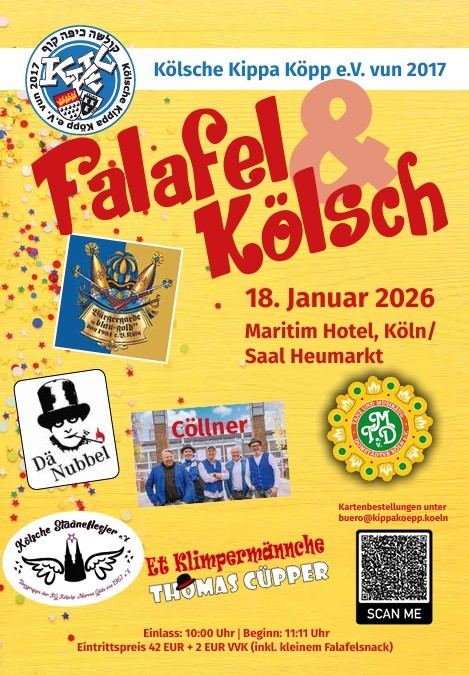 Das Bild zeigt den Veranstaltungshinweis des Kölnischen Karnevalsvereins Kölsche Kippa Köpp für den 18.01.26