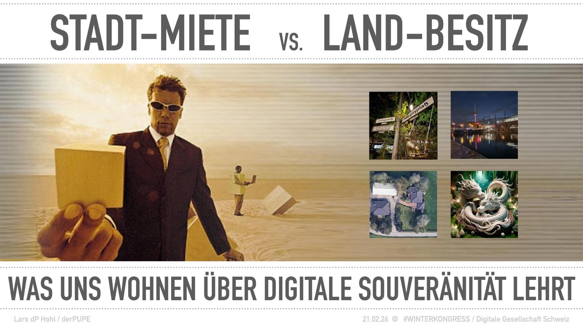 sllide mitbmensche der ne box nach forne haelt - da drauf vier bilder Savigyplatzc c_base view und das glücksdrachen nest in  NRW