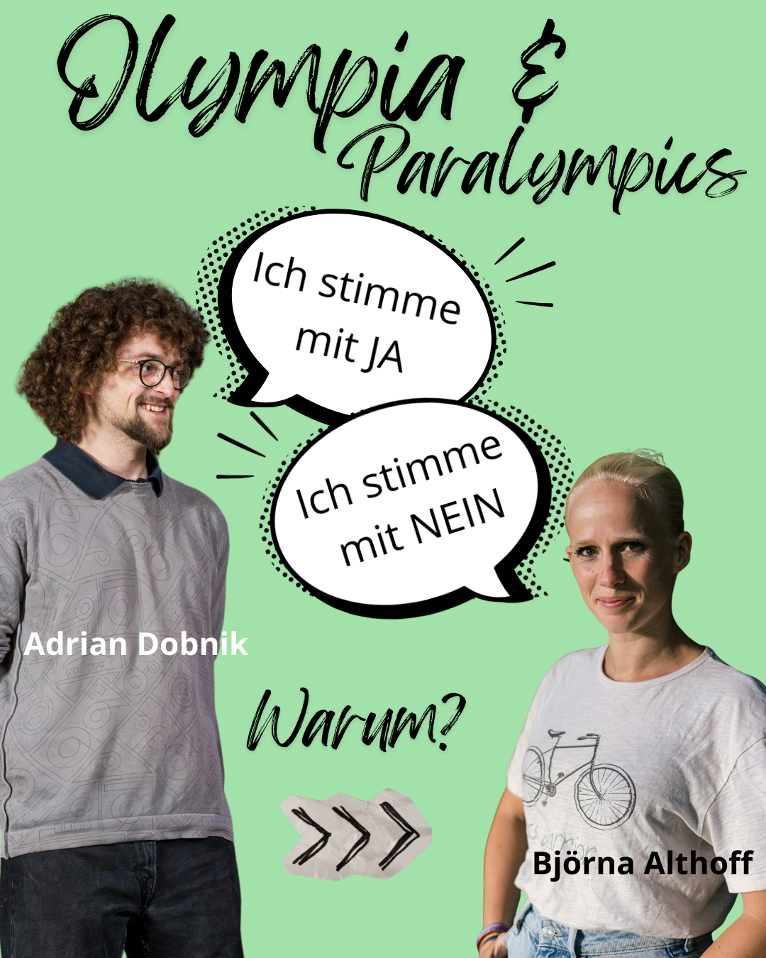 Überschrift Olympia&Paralympics
Man sieht Adrian Dobnik (Sportausschussmitglied) mit einer Sprechblase (