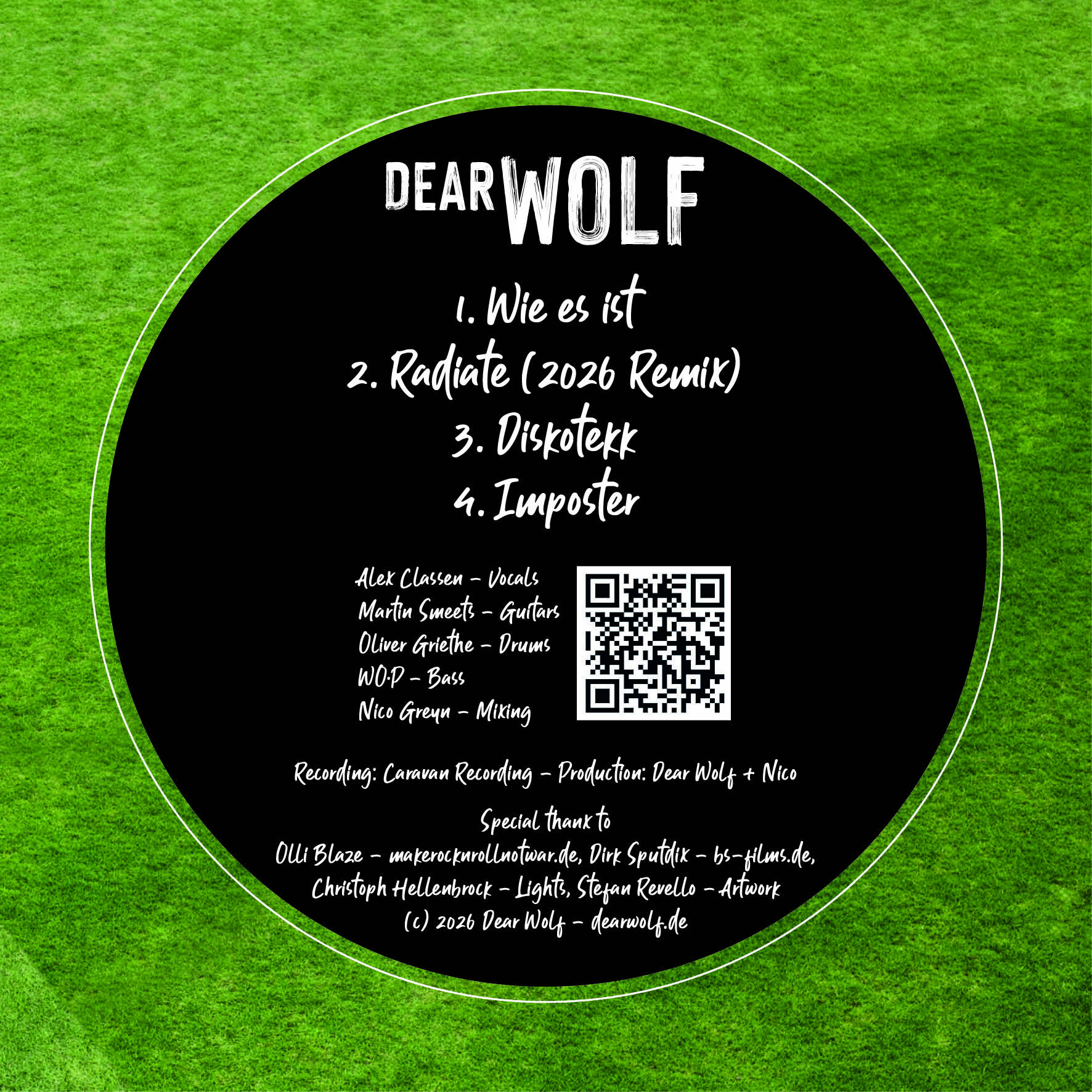 Backcover der Dear Wolf EP 
