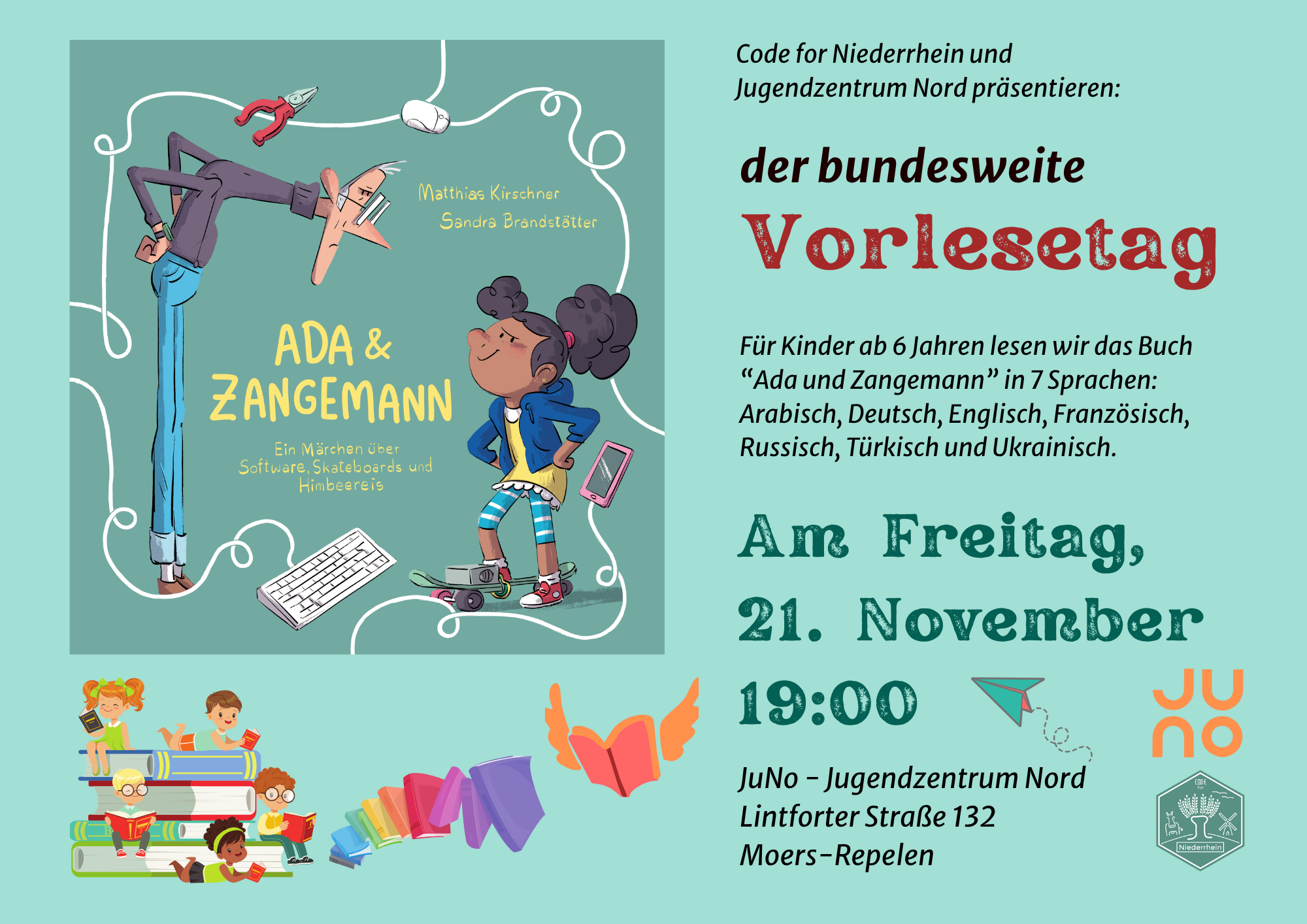 Poster zum Vorlesetag 2025, Coder des Buches 