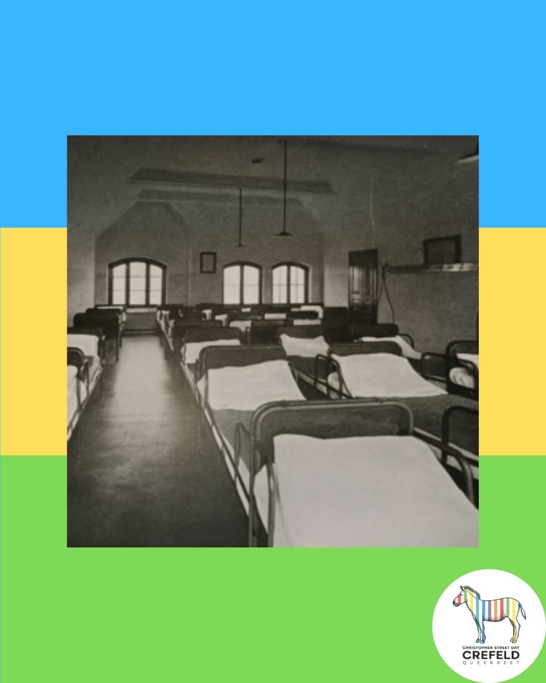 Foto eines Schlafsaals in der Rheinischen Provinzial-Fürsorgeerziehungs-Anstalt Fichtenhain aus dem Jahr 1908